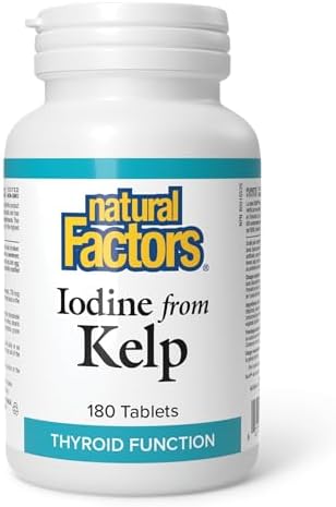 Natural Factors Iodine from Kelp, 180 Tablets, 750 mcg of Iodine per Tablet, HIGH POTENCY, Promotes Healthy Thyroid Function, Proudly Canadian