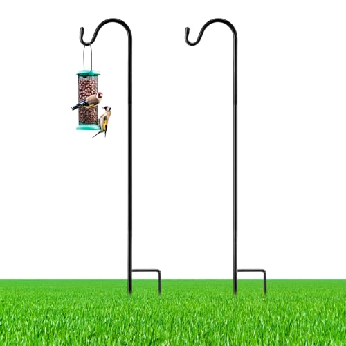 Image of 2 Pcs 45 Inch Shepherds Hook for Outdoor Adjustable Bird Feeder Pole Metal Steel Shepard Hooks for Hummingbird Stand Feeder Pole for Garden Plant, Lantern, Hanging Wedding Decor