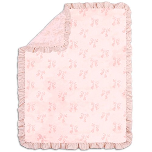 Grace Dusty Pink Bows Baby Girl Blanket by The Peanut Shell