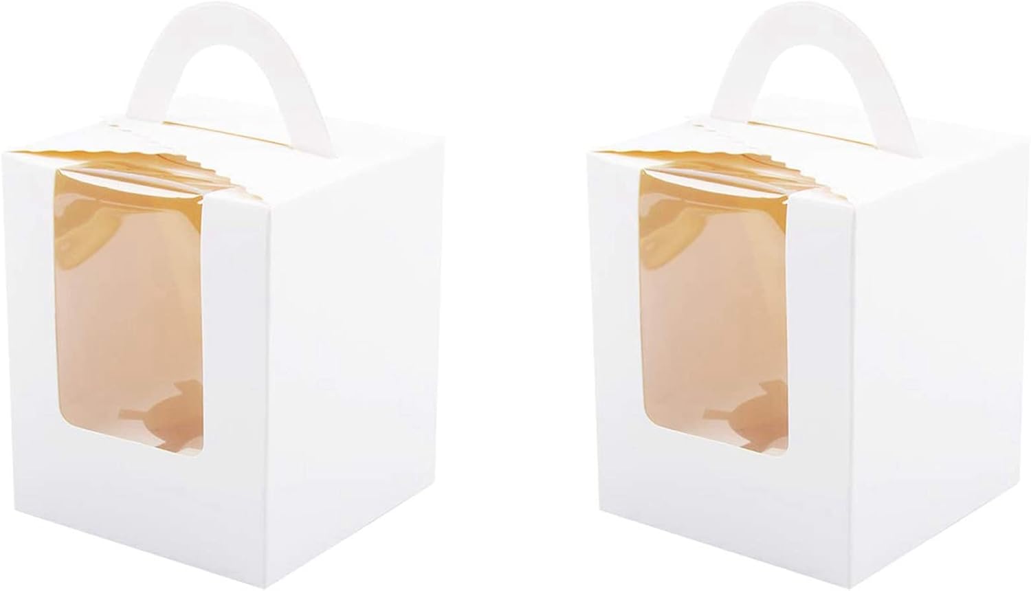 100 PCS Single Cupcake Boxes White Individual Cupcake Carrier Holders with Window Inserts for Wrapping Packaging