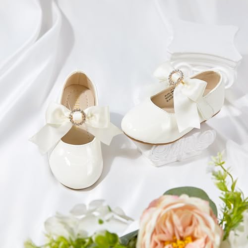 Image of PHIRAMIN Toddler Flower Girl Dress Shoes - Little Girl Mary Janes Flats Wedding