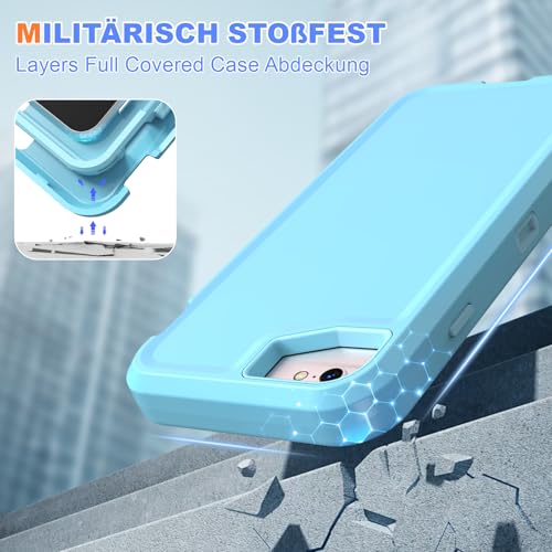 ACKETBOX for iPhone SE Case2022/2020/3rd/2rd,iPhone 8/7 case,Shockproof Bumper Protective Phone Cover,with Non-Slip Duty Full Body Phone Case 4.7"(Light Blue)