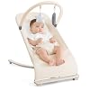 3-in-1 Baby Bouncer & Portable Rocker Chair for Newborn to Toddler – 4 Adjustable Recline Positions, Breathable Cotton Fabric, Natural Vibration, Supports Up to 33 lbs, Khaki