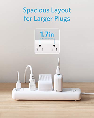 Anker Power Strip With Usb, 3-Outlet & 3 Poweriq Usb Power Strip, Powerport Strip 3 With 5 Foot Long Extension Cord, Flat Plug, Safety Shutter, For Home, Office #TOP5