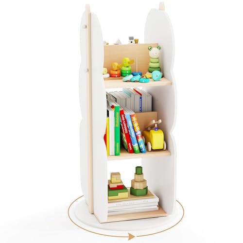 HONEY JOY Kids Rotating Wooden Bookshelf