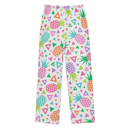ZZXXB Pineapple Geometry Boys Long Pants Soft Trousers Elastic Waist Kids Lounge Bottoms with Pockets S-XL