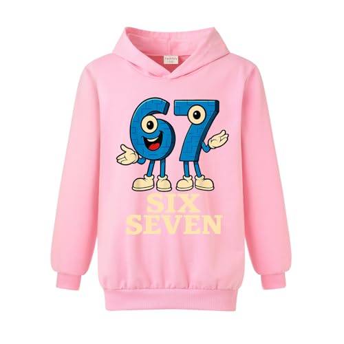 Yaokilyly Boys Girls Six Seven Jumper 67 MEME Kids Cotton Hoodie Ages 3-13 Years (Pink 9 Years)
