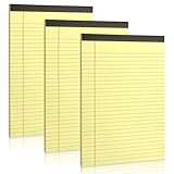 SIMDAO 3 Pack A4 Notepad, 80gsm Lined Paper College Ruled, Each 50 Sheets Perforated Notebook, Double Side Printed Paper, Legal Pads for School, Home, Office, Business (Yellow)