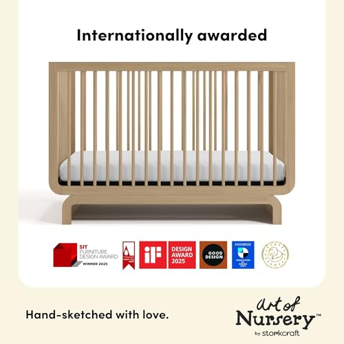 Storkcraft Santorini Deluxe 5-in-1 Convertible Crib with Bonus Toddler Guardrail (Driftwood) – GREENGUARD Gold Certified, Toddler Guardrail Included in Box, Fits Standard Crib Mattress - Image 5