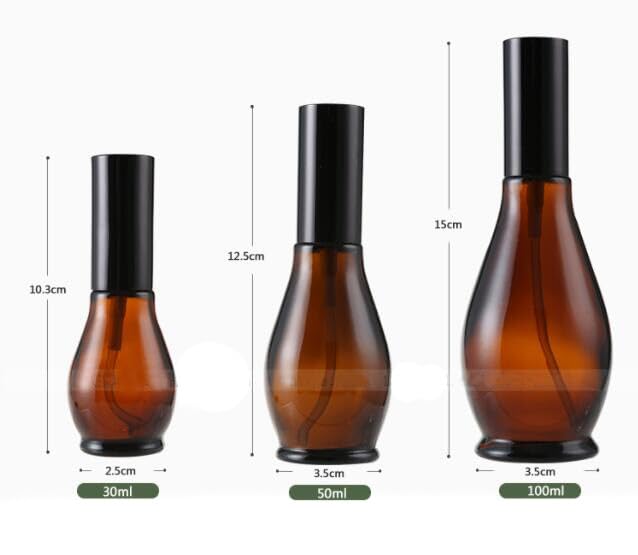 2Pcs 100ml/3.4oz Amber Glass Lotion Pump Bottles Travel Size Pump Dispenser Cosmetics Containers Bottle Jar with Black Pump for Essential Oil Foundation Cream Shampoo - Image 4