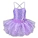 TFJH Kids Little Girls' Ballet Flower Sequin Sleeveless Leotard Tutu Purple 6-8 Years