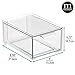 mDesign Stackable Storage Containers Box with 2 Pull-Out Drawers - Stacking Plastic Drawer Bins for Closet Organization, Linen, Coat, Bedroom or Entryway Closets - Lumiere Collection - 2 Pack - Clear
