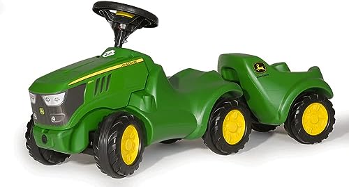 Rolly Toys Babyrutscher Minitrac John Deere 6150R mit Anhänger rollyMinitrac Trailer (Hänger kippbar, Ablagefach unter Motorhaube, Lenkrad mit Hupe, für Kinder ab 1,5 Jahren)