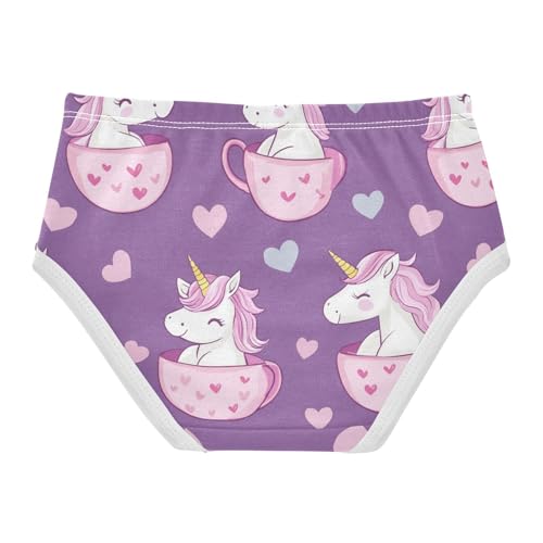 Wusikd Cute Unicorns Girls' Underwear Cotton Pink Mug Hearts Girls Briefs Soft Toddler Underwear 2T2