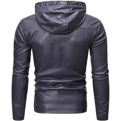 Chaqueta Bomber de Cuero Sintético con Capucha para Hombre miniatura 2