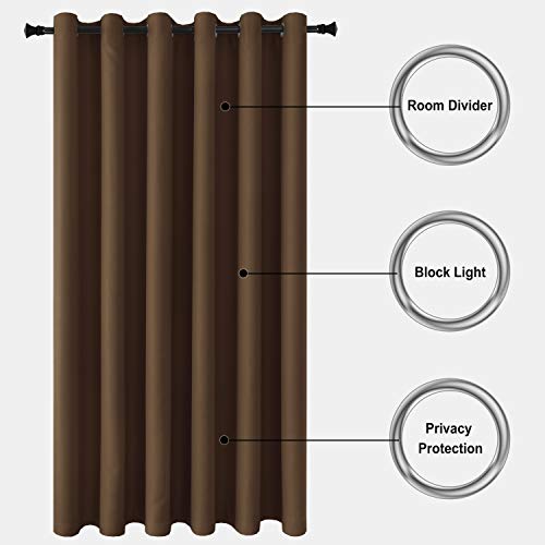Image of DWCN Total Privacy Room Divider Blackout Curtain - Thermal Curtains for Patio Door, Living Room, Bedroom Partition and Shared Office Space, 1 Grommet Curtain Panel, 8.3ft Wide x 7ft Tall, Brown