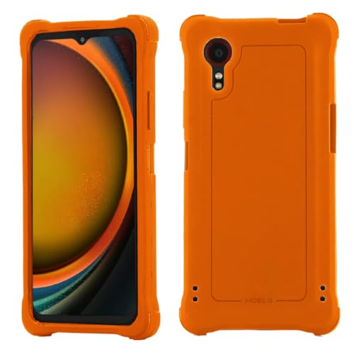 MOBILIS Coque Compatible avec Galaxy XCover 7 - Housse Etui Protection Bumper Anti-Choc, Antimicrobienne, Orange Fluo Haute Visibilité & Sécurité
