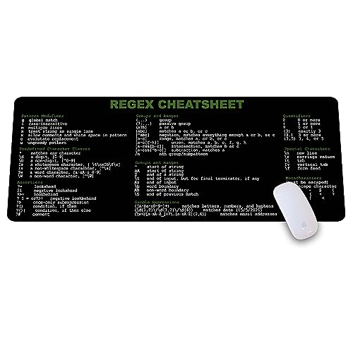 Image of Developer, Programmer, IT Admin Quick Reference Extra Large Mouse Pad Regex Cheat Sheet Desk Mat for Sys Admin, Gift for Architect Office Desk Mat KMH