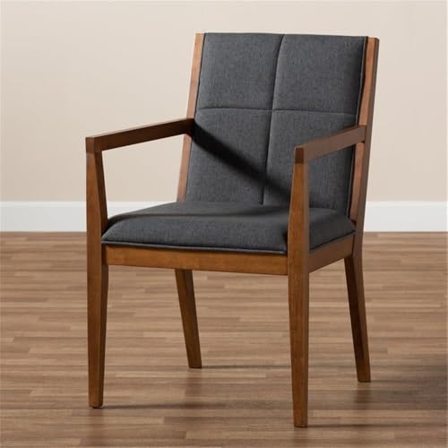 Sillón moderno tela gris oscuro madera marrón miniatura 6