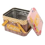 MAGICLULU Quadratische Luftdichte Metall Keksdose mit Deckel und Griff Rosa Cartoon Motiv...