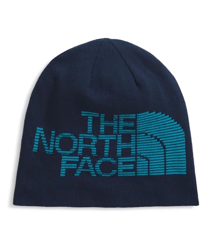 The North Face Reversible Highline Beanie | Classic Fit, Double Sided Winter Hat for Men & Women, Oversized Logo, Summit Navy/Dusk Blue, One Size