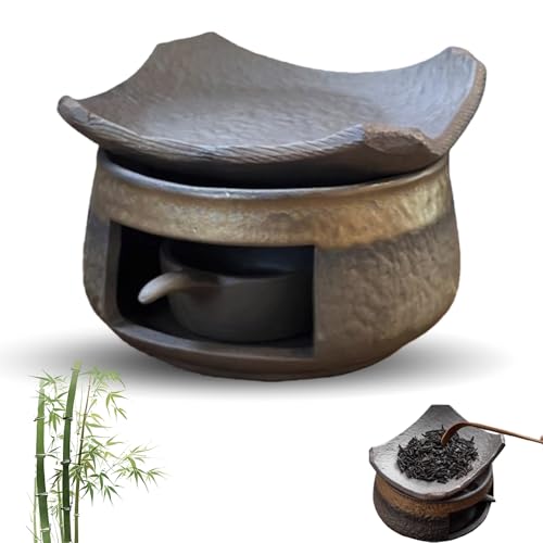 Ceramic Tea Stove Warmer Set, Cedar and Zen Aromatherapy Burner,