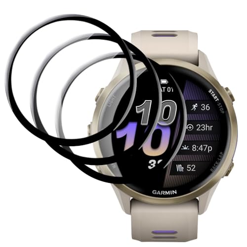 (3)For Garmin Forerunner 970/570 47mm tB yLAZIROz PETfނ̗̍p 3DȖʃGbWtJo[  Sʕی ώw  ߗ Uh~ Garmin Forerunner 970