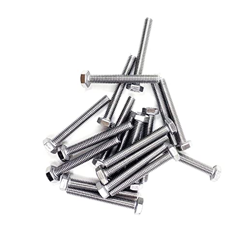 Image of M6 Hex Bolt, M6-1.0 x 45mm Hex Head Screw Bolts, 304 Stainless Steel, Fully Threaded, Plain Finish, Hex Tap Bolts 20Pcs (M6x45mm)