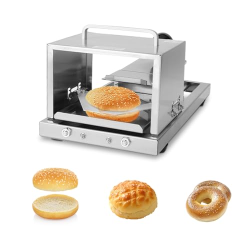 Macchina Del Pane Hamburger: La Classifica dei Più Venduti nel 2025 1 Affetta pane hamburger, taglio a metà macchina con 4 spessori regolabili e lama in ceramica, affettatrice manuale compatta per uso domestico