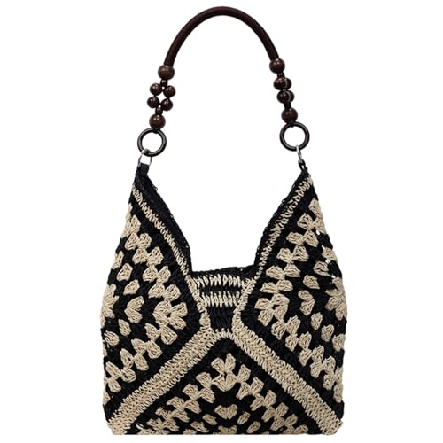 Bolso tipo tote hobo de paja para mujer