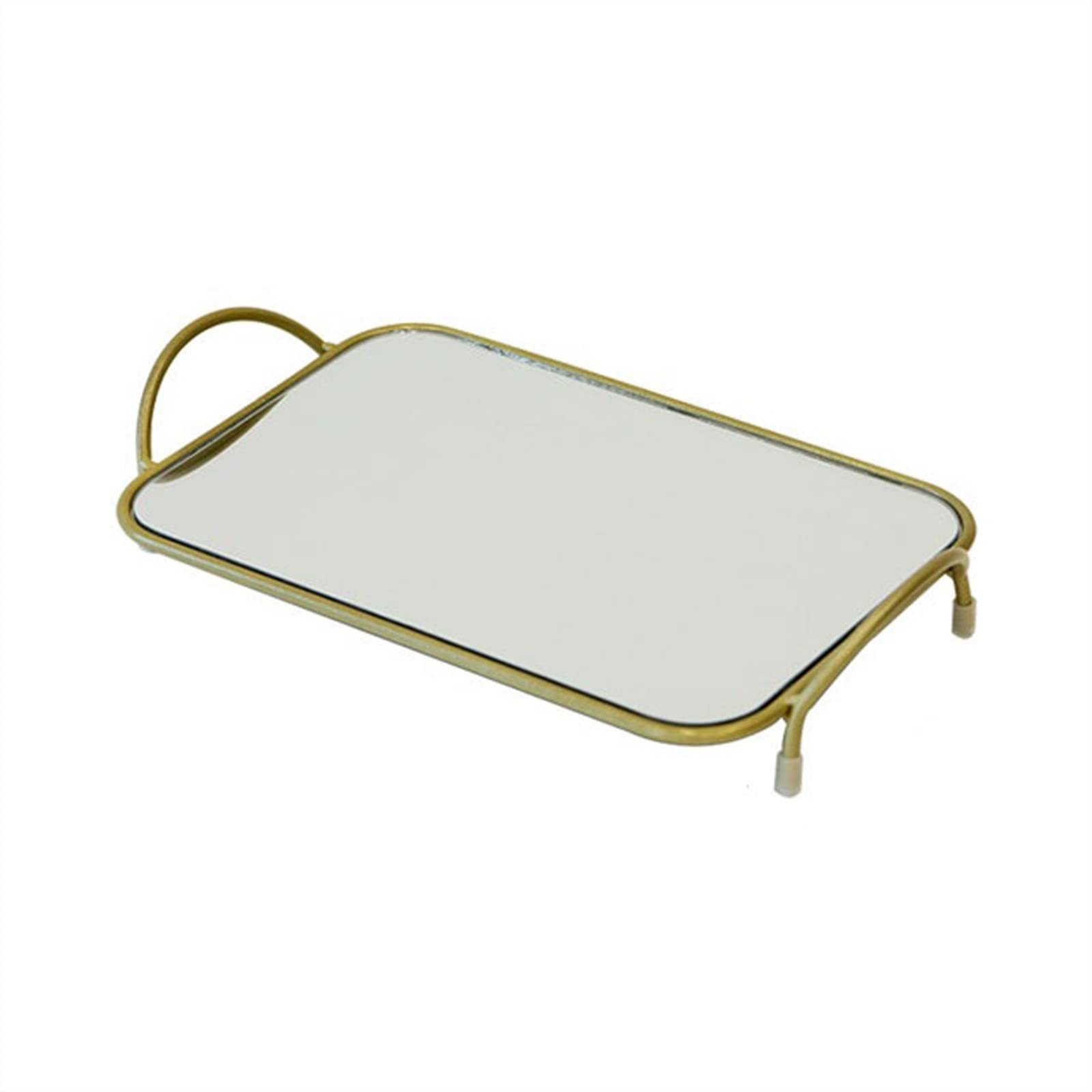 Plateau miroir créatif en verre de haute qualité avec double poignée