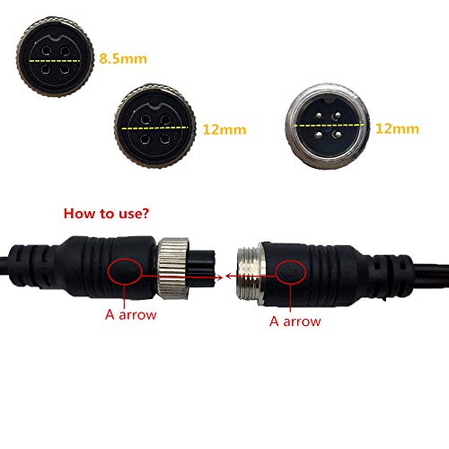 Wanying (2 Pcs Pack) M12 Extension Cable - 4 Pin Connector - 4P Male To Rca Av For Car Camera #TOP2