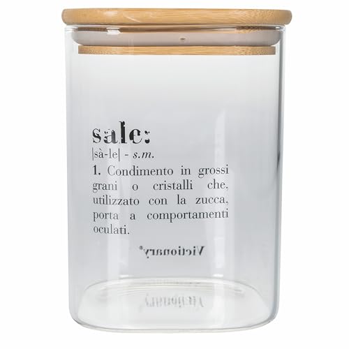 Villa d'Este Home Tivoli Victionary - Tarro de sal de cristal (1 L, tapa de bambú)