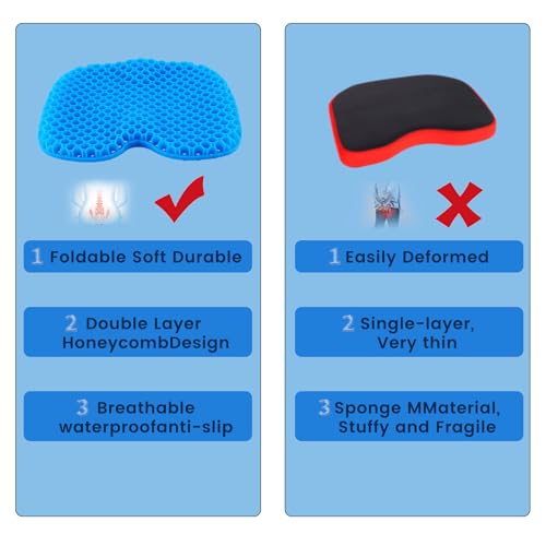Xximuim Kayak Seat Cushion,Anti-Slip Waterproof Thicken Gel Boat Kayak Cushions Kayak Seat Pad Rowing Stadium Pad for Sit in Kayak Chair Lifetime Kayak Accessories Equipment Gear for Fishing Kayak