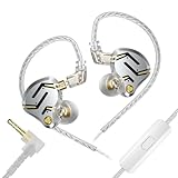 Picture of KZ ZS12 PRO 2 in Ear Monitor Headphones, 5BA+1DD 6 Hybrid Driver Gaming Earbuds Wired Earphones, HiFi Clarity Sound Immersive Bass IEMs for Gaming Musicians Singer Audiophile (Silver with Microphone)