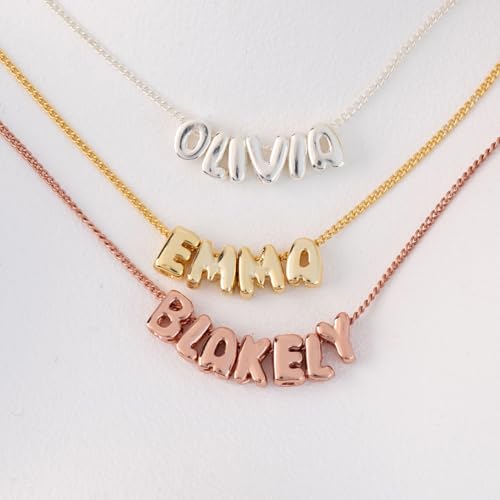 Personalized Bubble Name Necklace, 3D Letter Necklace Gold Plated, Dainty Custom Initial Necklace, Jewelry Gift for Women Girlfriend, Christmas Mother's Day3