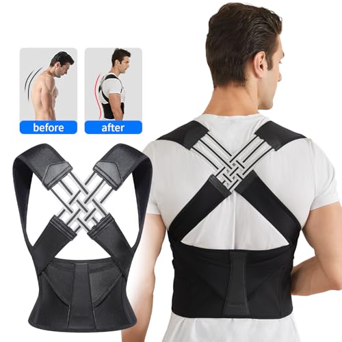 VOKOKOYA Posture Corrector for Women and Men,Adjustable Shoulder Straightener,Back Support Brace,Upper Spine scoliosis, hunchback Large
