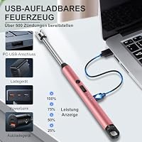 LcFun Stabfeuerzeug Lang Lichtbogen Feuerzeug Elektrisch Typ C Aufladbar – Ansicht 5
