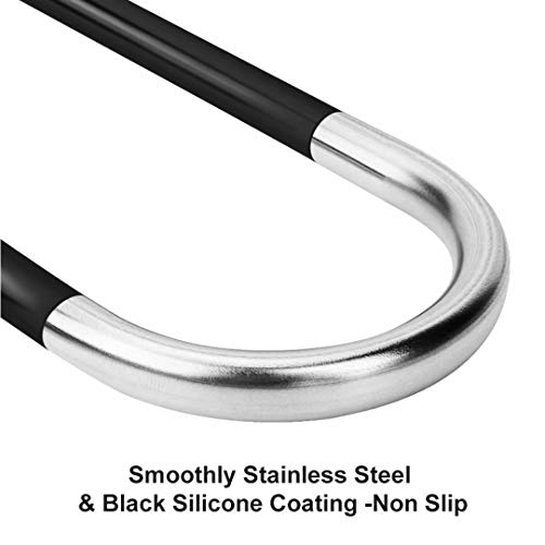 Hontop 3 Pack Pants Hangers S-Shape 5 Layers Stainless Steel With Black Silicone Coating Multi Clothes Cascading Pants Hangers Space Saving Clothes Organizer For Jeans Pants Scarf Ties Towels #TOP4