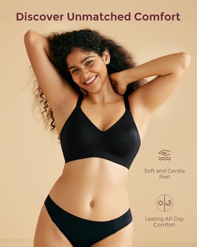 Momcozy Wireless Bras for Women Seamless Full Coverage Bra, Classic Everyday T-Shirt Bra for Natural Lift and Comfort EB0972