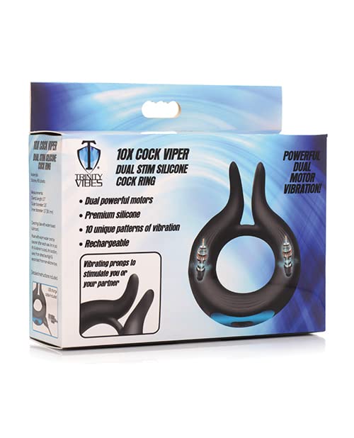 Cock Viper Dual Stim TM 10X anneau de cock en silicone double stimulation vibrante