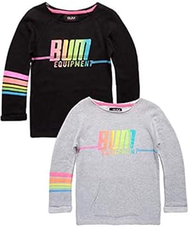 B.U.M. Equipment Girls' Sweatshirt - Active Fleece Pullover Hoodie (2 Pack), Size Med, Black/Grey