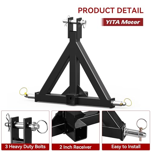 Image of YITAMOTOR 3 Point Trailer Hitch with 2 inch Receiver for Category 1, 3 Pt Tractor Quick Hitch Drawbar Adapter for Kubota, John Deere, BX, LM25H, WLM Tractor, NorTrac, Yanmar, Kioti, Cat