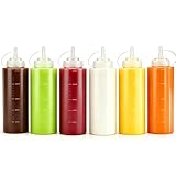 hunwutef 6 Stück Quetschflaschen 250ml, Auslaufsichere Saucenflaschen mit Skala, Spritzflaschen für Ketchup, Senf, Soßen, Dressings, Öle – Ideal für Küche, Haushalt & Restauranta