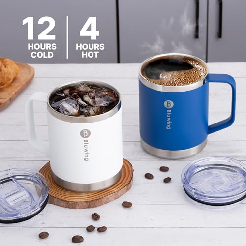 Taza de café aislada con tapa, 12 oz, acero inoxidable miniatura 3