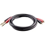 Seismic Audio 6 Foot 1/4 Inch TS Dual RCA Male Audio Cable-6' Interface Cord (SA-LRQRCA6)