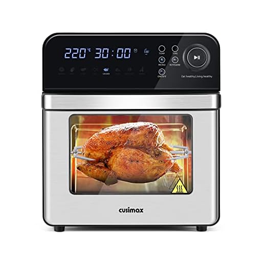 CUSIMAX Heißluftfritteuse 14,5 Liter 8 in 1 Airfryer Oven für Fritteuse Dehydrieren Rotisserie Backen Ölfrei, 1600W Minibackofen umluft für den Heimgebrauch, Spülmaschinenfest, Einschließlich Zubehör