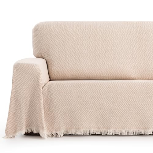 MAXIFUNDAS | Plaid para sofá y Cama | Color Beige | 230x260 | Modelo Zen | Foulard Multiusos Decorativo | Fácil Lavado