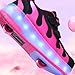 Ufatansy Roller Skate Shoes with Wheels LED Fashion Sneakers Kids Roller Tennis Shoes Girls Boys (3.5 M US=CN35, Black/Rose)