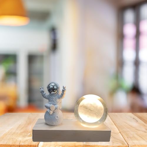 Image of One94Store 3D Crystal Moon Lamp - Engraved LED Light with Astronaut, USB-Powered Table Lamp, Wooden Base, Romantic Home & Office Decor, Bedroom, Anniversary, Birthday Gift (Warm White)